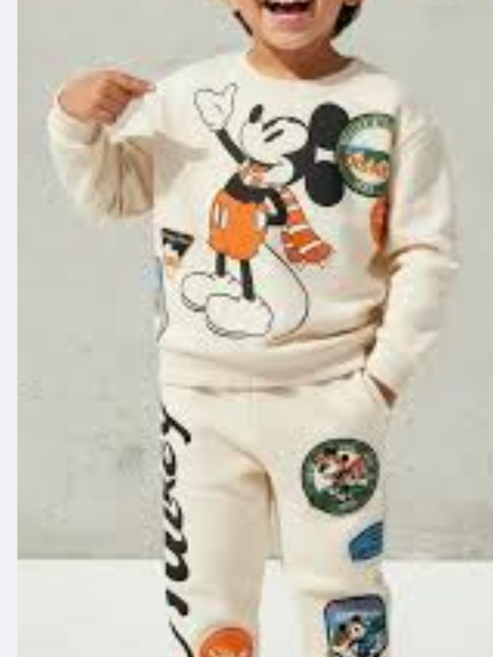 ZARA Disney 100th Anniversary Mickey Mouse Sweatshirt Jogger Graphic | Patches